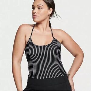 NWT Victorias Secret On Point Cropped Cami Y-Back Black Pinstripe New XS